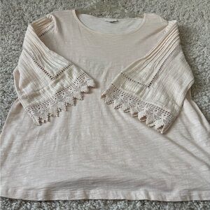 J. Jill Cream Lace Sleeve Blouse